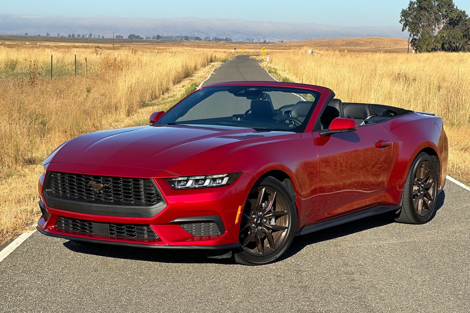 2024 Ford Mustang convertible front 3-4 top down