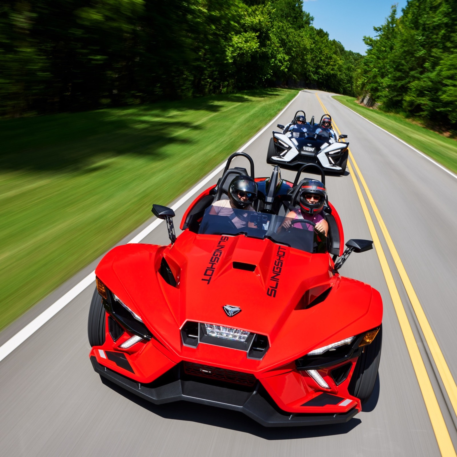 2024 Polaris Slingshot pair driving